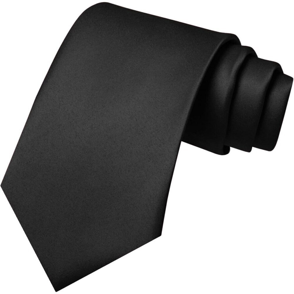 Men's Black 1 Solid Pure Color Imported Polyester Formal Neck Ties